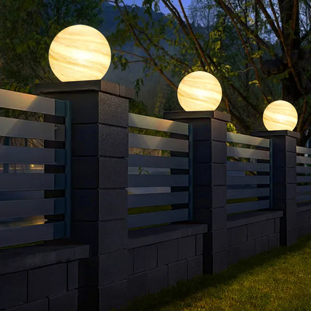 Art Deco Square Globe Outdoor Post Light 