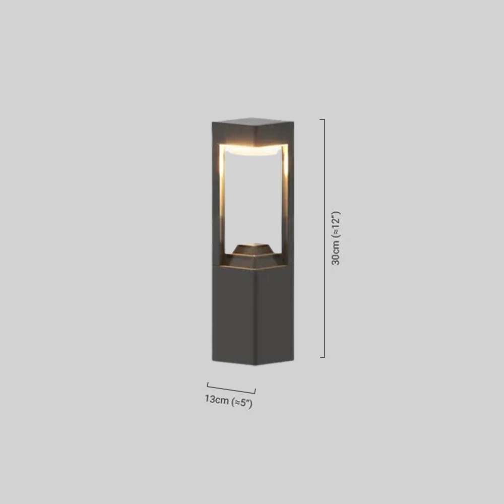 Modern Rectangular Bollard Light  Dimensions