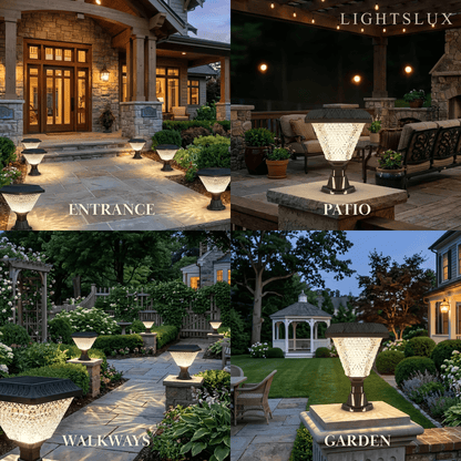 Lunara Art Deco Solar Outdoor Pillar Lights 