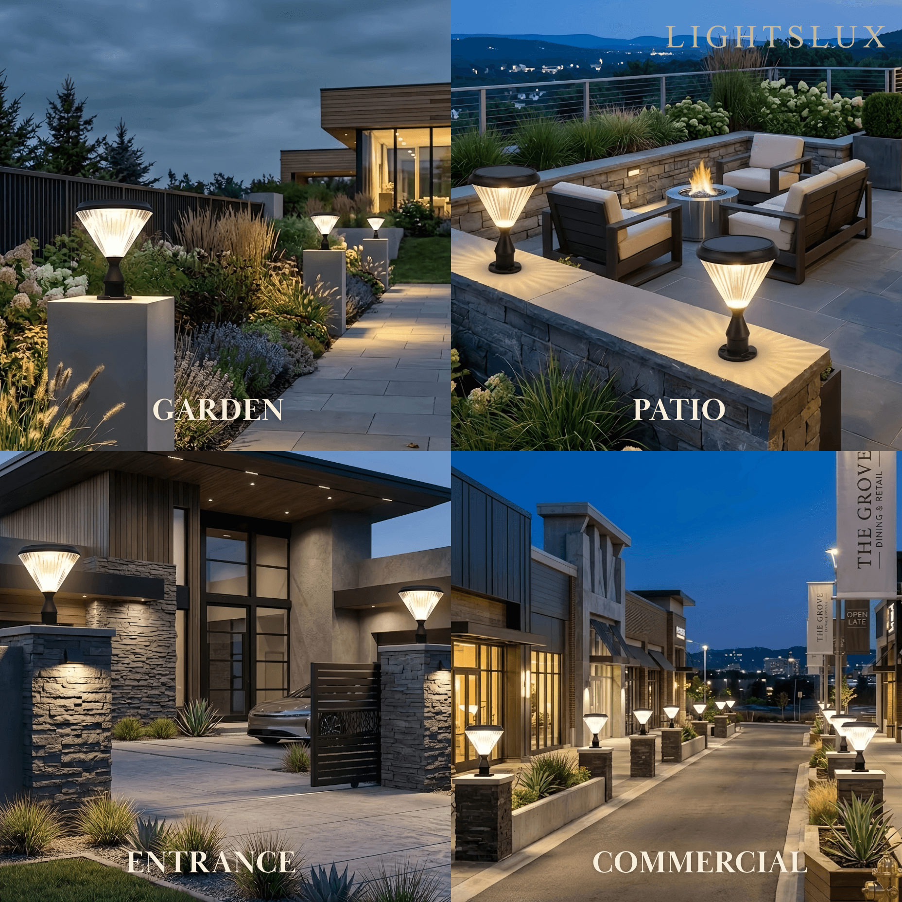 BT971 Arcato Modern Diamond Outdoor Pillar Light – Black Metal/Acrylic for Patio