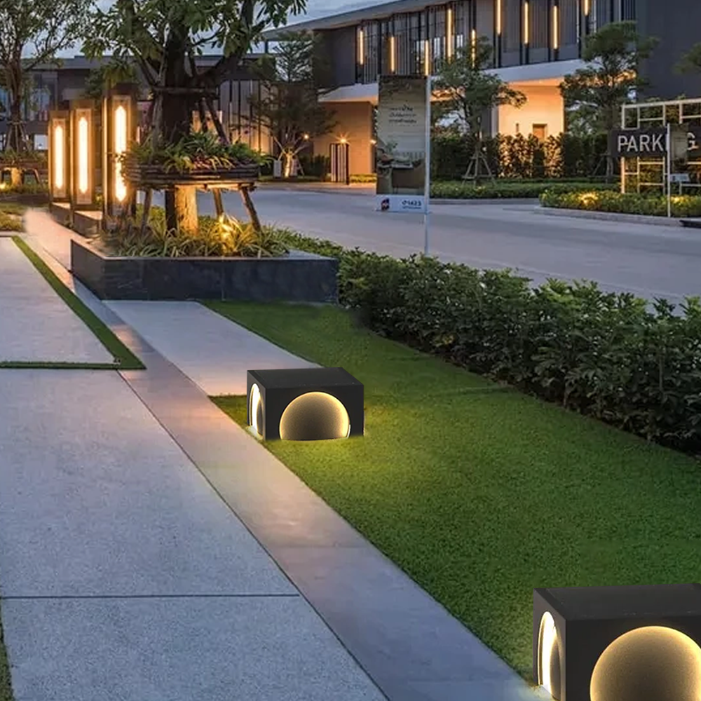 Arcato Modern Metal Outdoor Solar Pillar Lights - Black Rectangular Lamp Garden