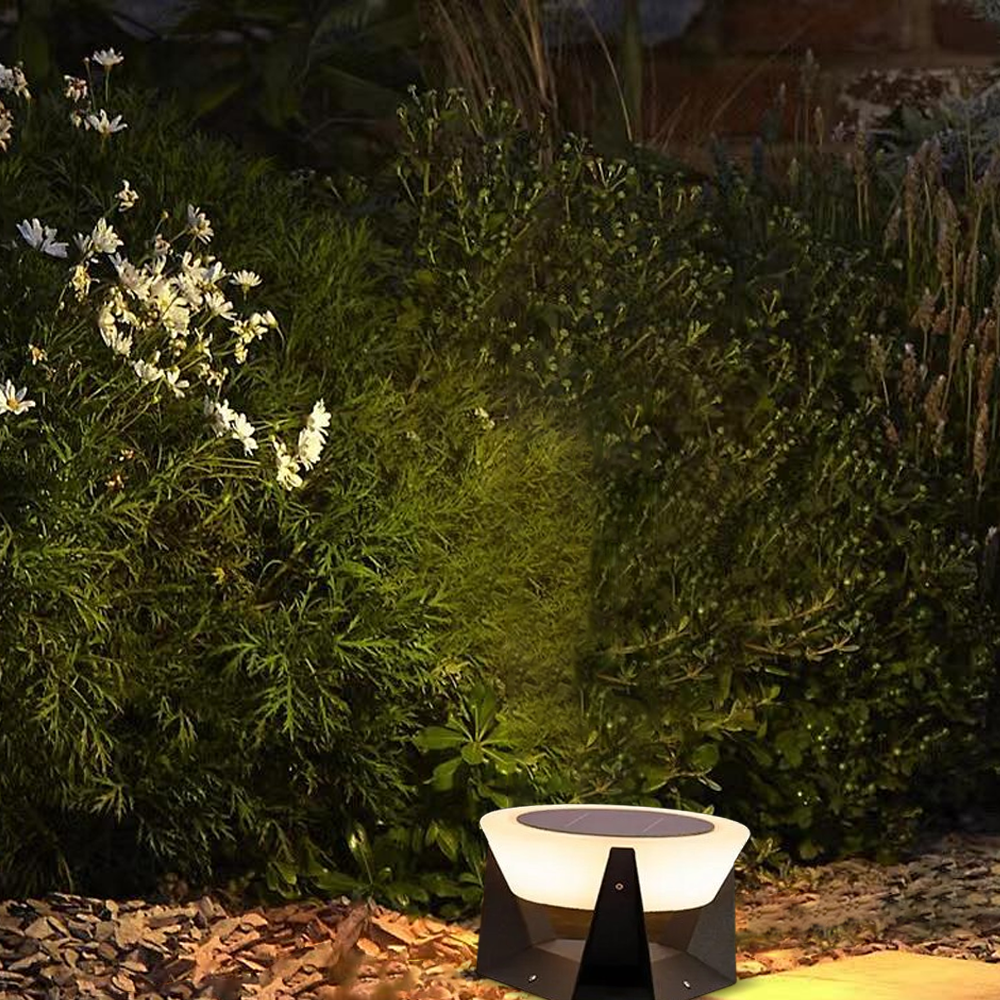 Modern Drum-Shaped Outdoor Lamp