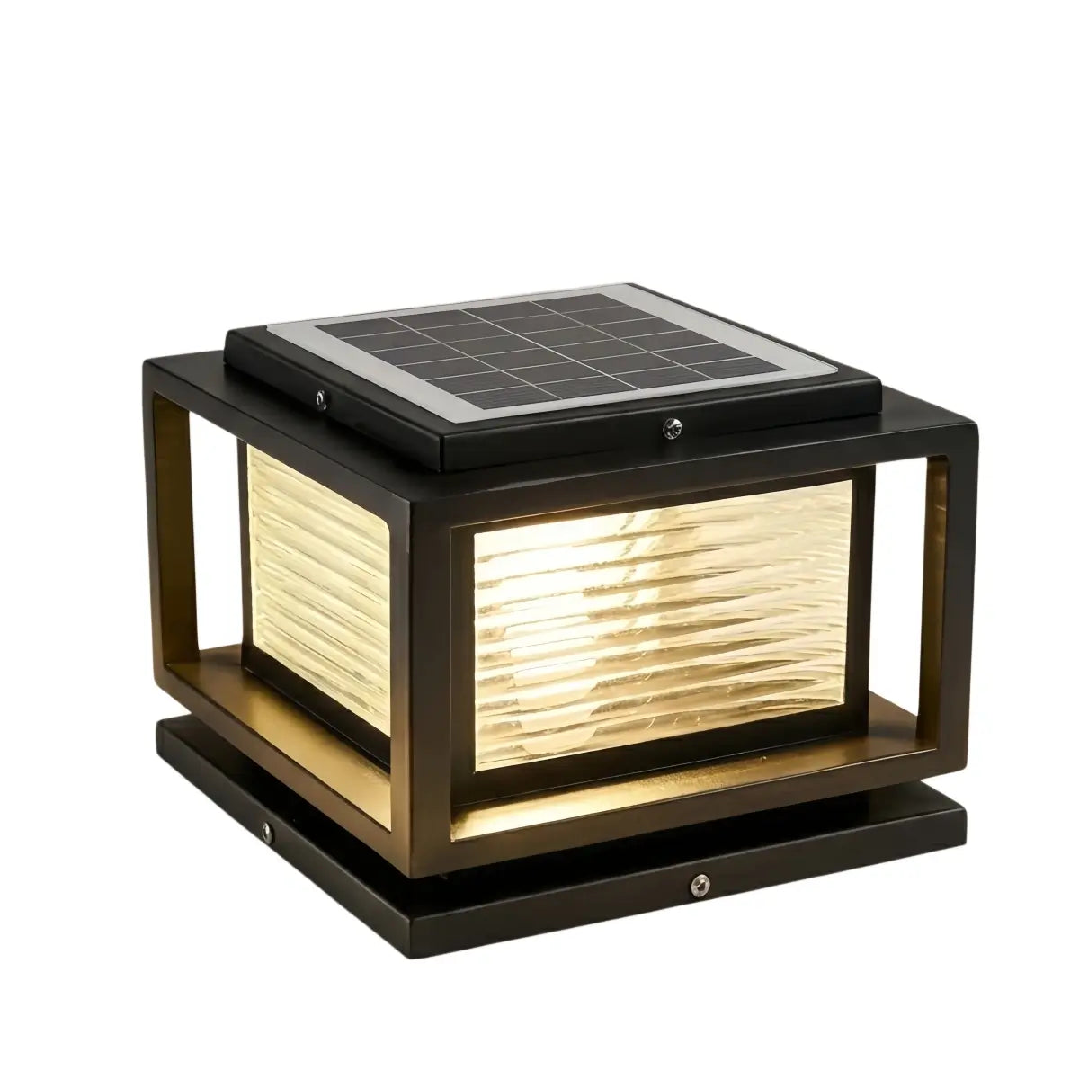 Rectangular LED Solar Pillar Lights - Black Metal/Glass | Lightslux ...