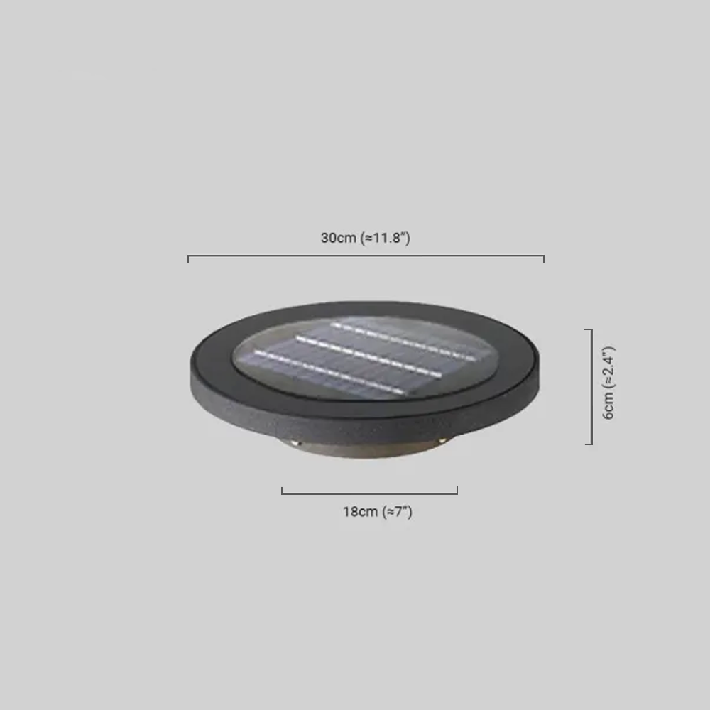 Round Solar Outdoor Ground Light Dimension
