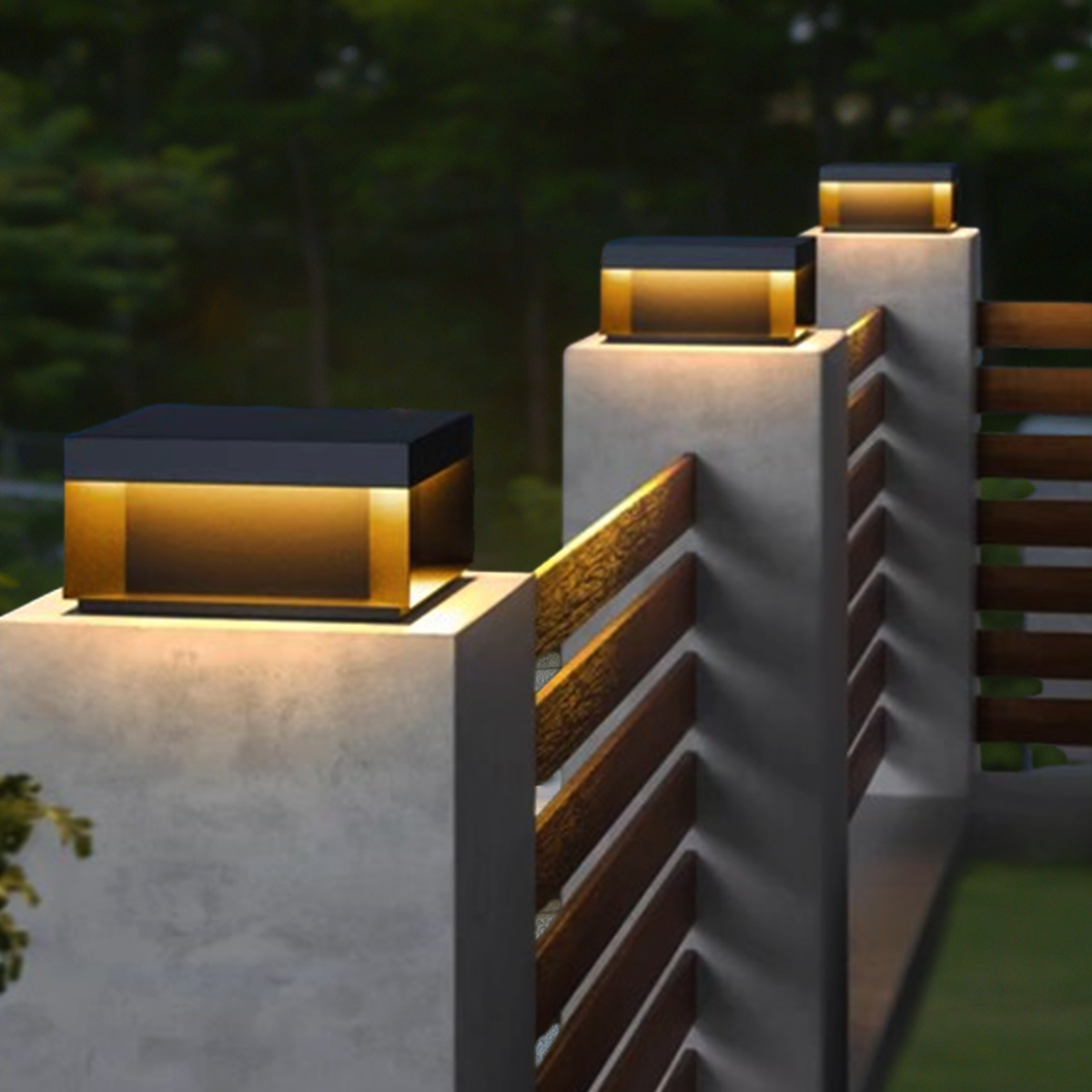 Modern Square Outdoor Pillar Light