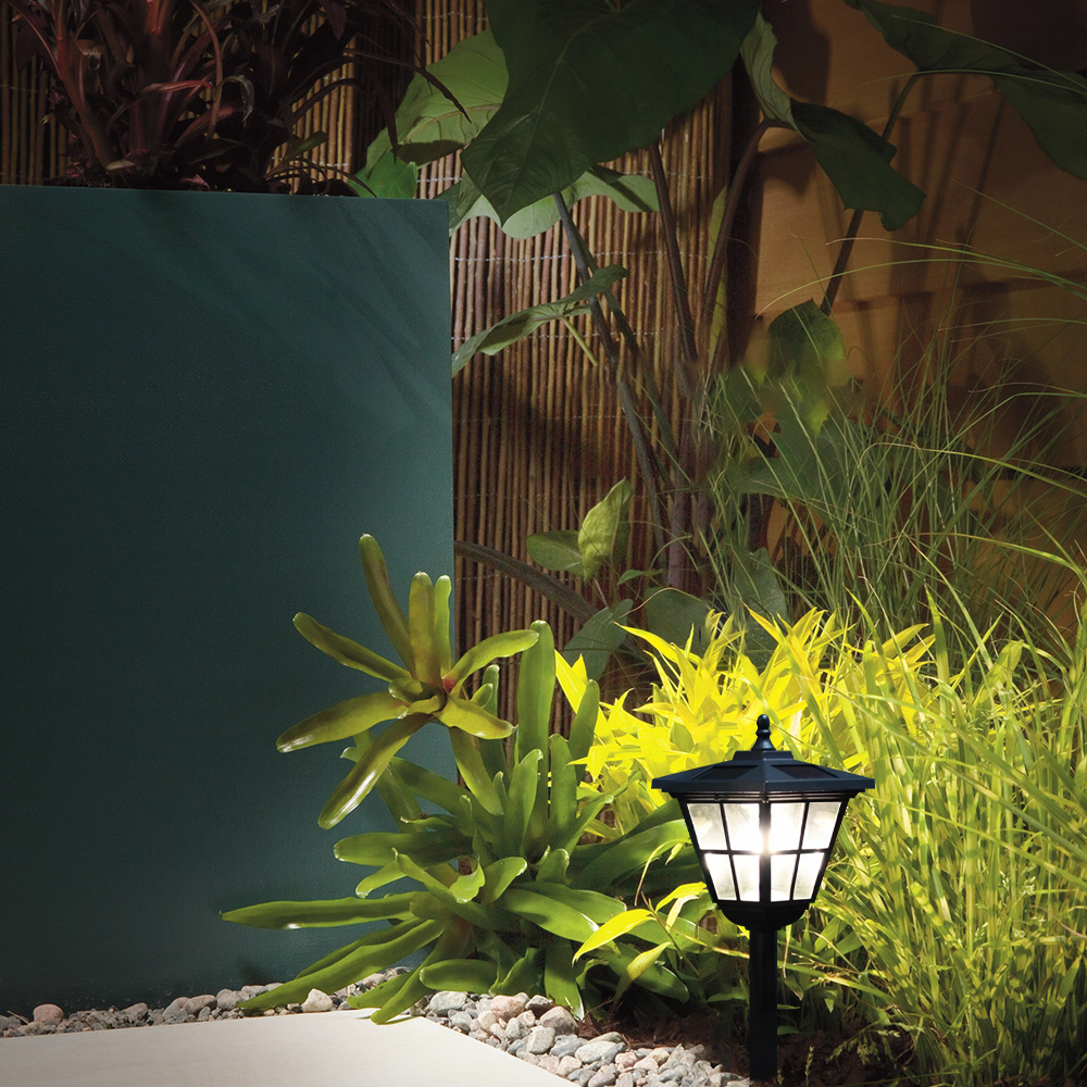 Retro Outdoor Floor Lamp - Black Metal & Acrylic