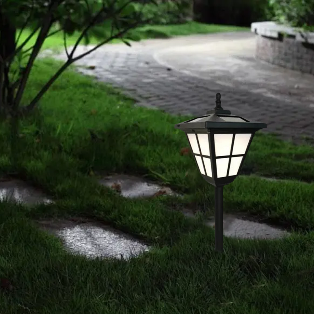 Retro Outdoor Floor Lamp - Black Metal & Acrylic Irregular Design for Patio