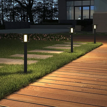 Arcato Modern Solar Pathway Lights  - Black Metal Lantern Design for Outdoor