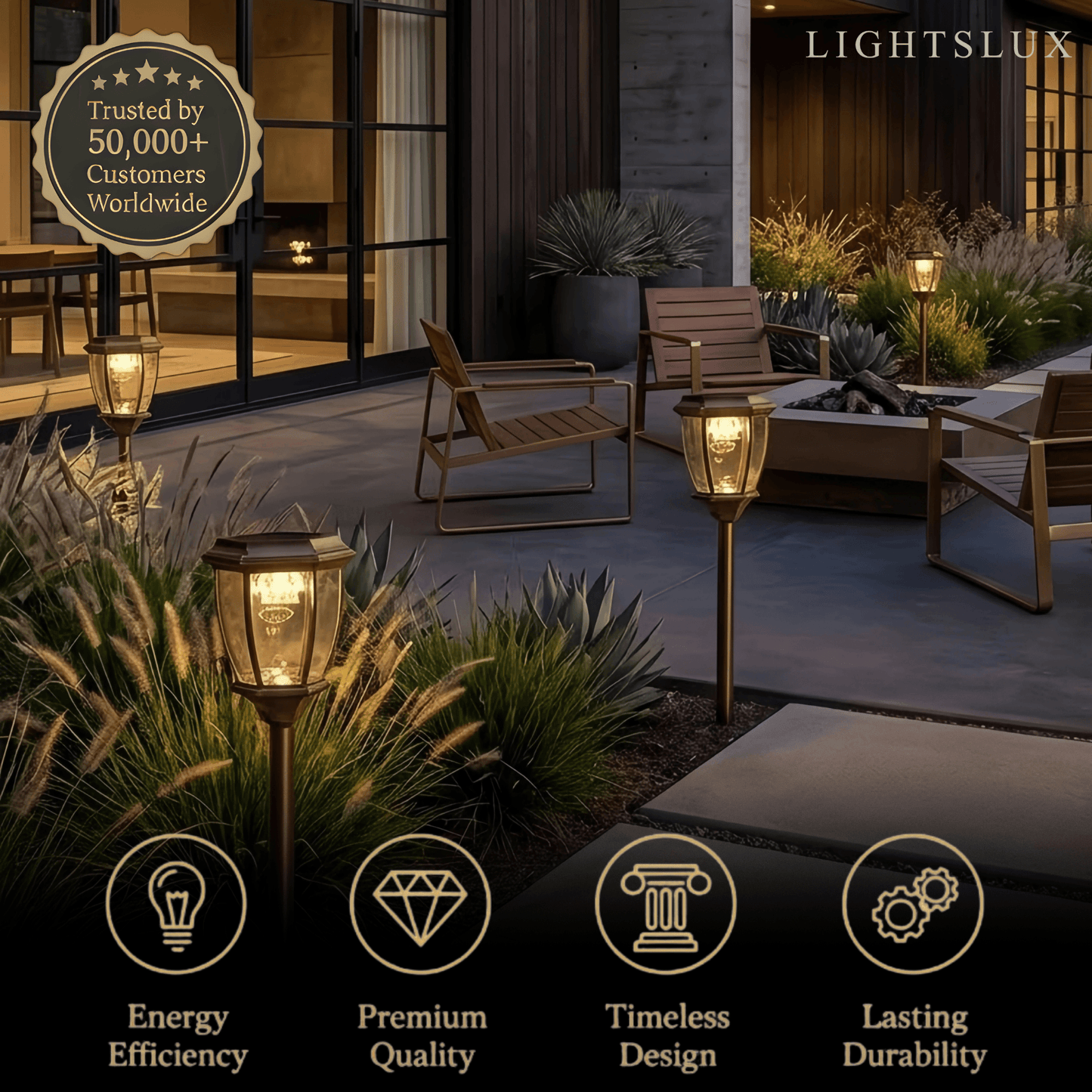 Outdoor Pathway Lights - Black Metal