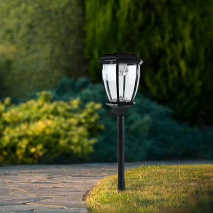 Industrial Outdoor Pathway Lights - Black Metal Irregular 