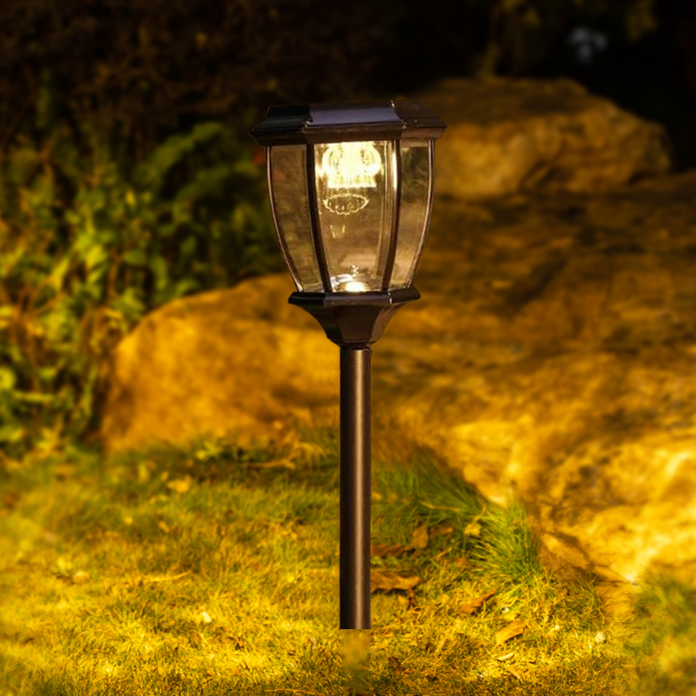 Industrial Outdoor Pathway Lights - Black Metal Irregular Design for Garden