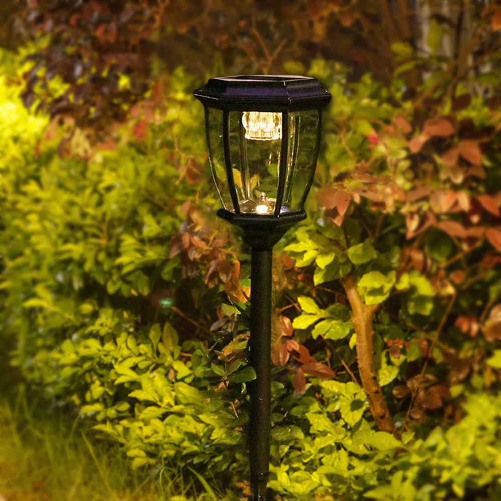 Industrial Outdoor Pathway Lights - Black Metal Irregular Design for Patio