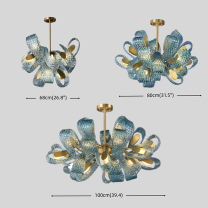 Art Deco Peacock Chandelier – Blue Feather Art Glass Contemporary for Dining Room Bedroom