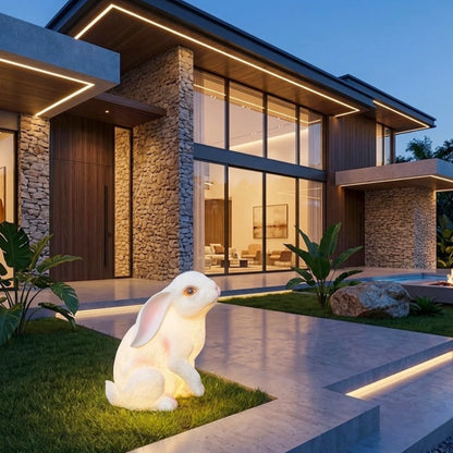 Vivara Easter Bunny Lawn Lamp — Fiberglass & Resin White for Garden
