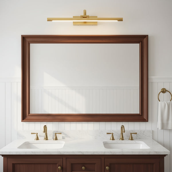 Arcato Modern Adjustable Wall Lamp — Polished Brass Integrated LED for Artwork Mirro