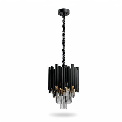 Modern Obsidian Mini Pendant Light with Crystal Detail