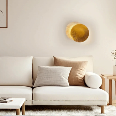 Lunara Nordic Moon LED Wall Lamp – Metal Gold/Red Copper for Bedroom