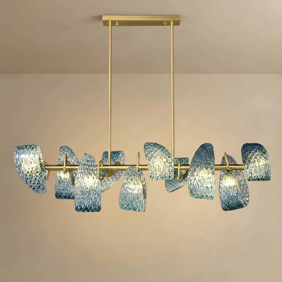 Art Deco Peacock Chandelier – Blue Feather Art Glass Contemporary for Dining Room Bedroom