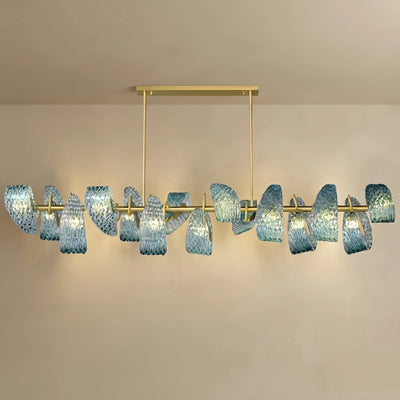 Art Deco Peacock Chandelier – Blue Feather Art Glass Contemporary for Dining Room Bedroom
