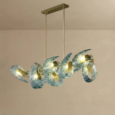 Art Deco Peacock Chandelier – Blue Feather Art Glass Contemporary for Dining Room Bedroom