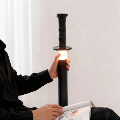 Sword-Inspired Floor Lamp – Black/White Adjustable Standing Light