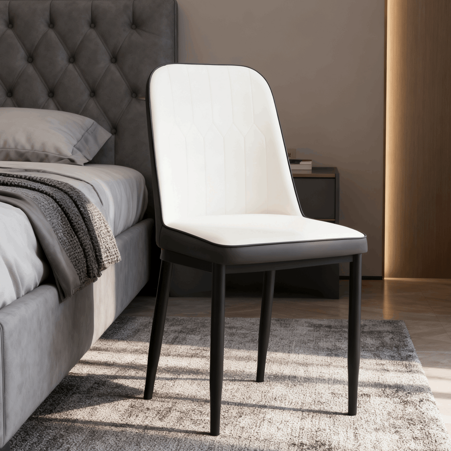 Modern  Grey Metal&Sponge&Leather Chair - For Dining Room/Living Room/Study Room