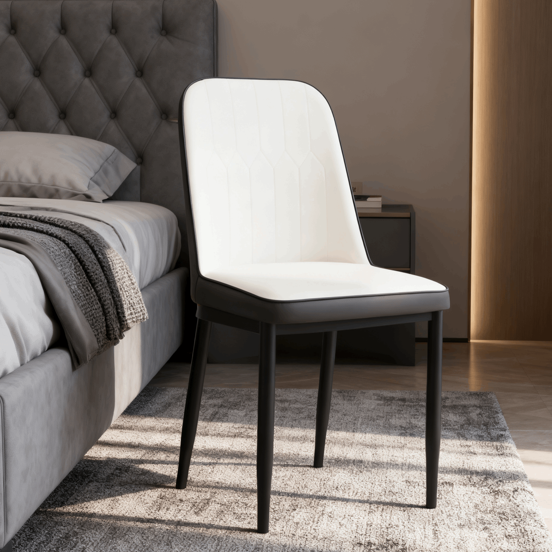 Modern  Grey Metal&Sponge&Leather Chair - For Dining Room/Living Room/Study Room