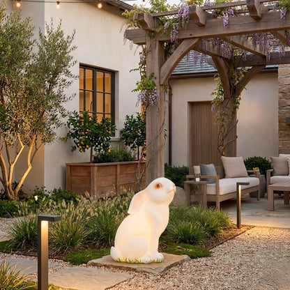 Vivara Easter Bunny Lawn Lamp — Fiberglass & Resin White for Garden