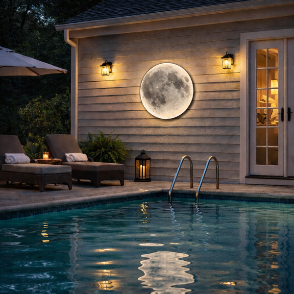 Moon Wall Light Luna, Waterproof Outdoor Moon Lamp for Patio Garden & Bathroom