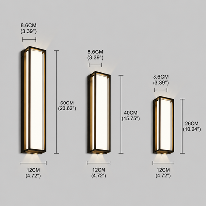 Aplique de pared exterior minimalista Arcato de acero inoxidable negro con iluminación LED ajustable