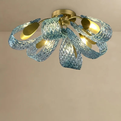 Art Deco Peacock Chandelier – Blue Feather Art Glass Contemporary for Dining Room Bedroom
