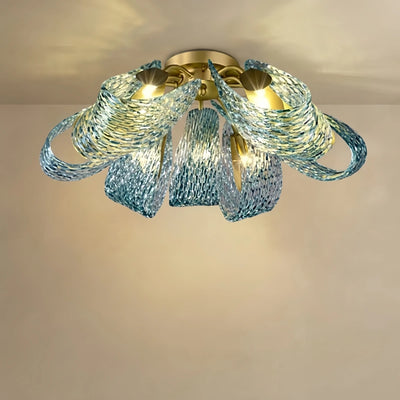 Art Deco Peacock Chandelier – Blue Feather Art Glass Contemporary for Dining Room Bedroom