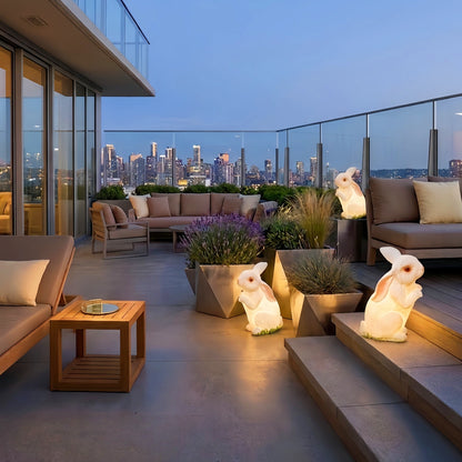 Vivara Easter Bunny Lawn Lamp — Fiberglass & Resin White for Garden