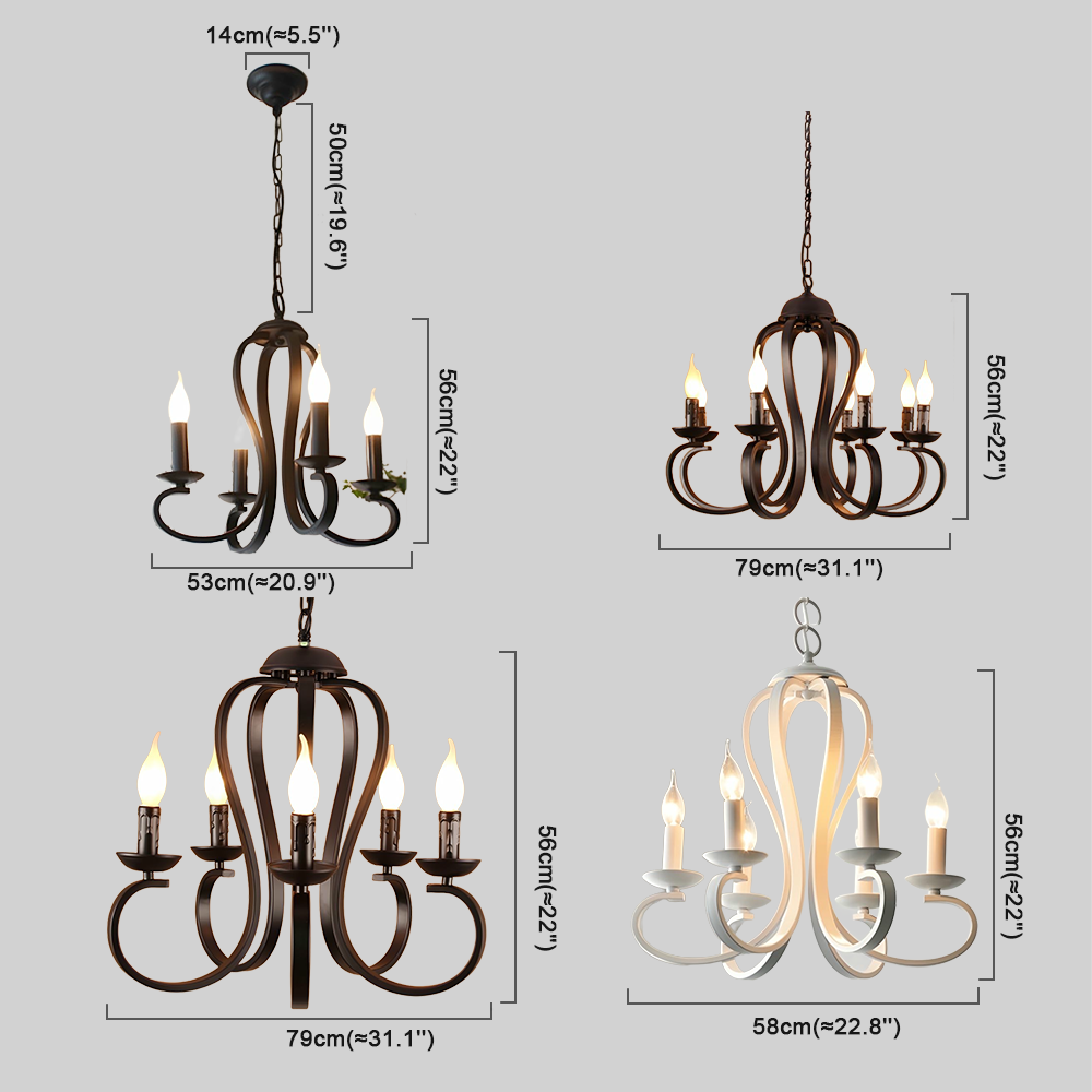 Vintage Candle Chandelier - Metal Multi-Light Fixture