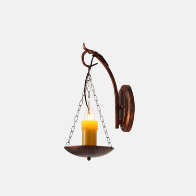 Lámpara de pared rústica de metal cobrizo con diseño industrial de vela de Pascua para comedor