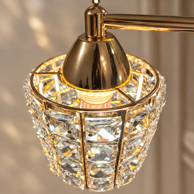 Lámpara de pared Excelis Modern Crystal — Cilindro de metal dorado/cromado con luz LED para sala de estar