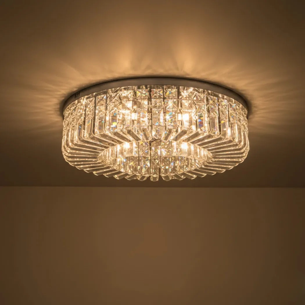 Excelis Royal Round LED Ceiling Light – Chrome/Gold Finish for Living Room/Bedroom