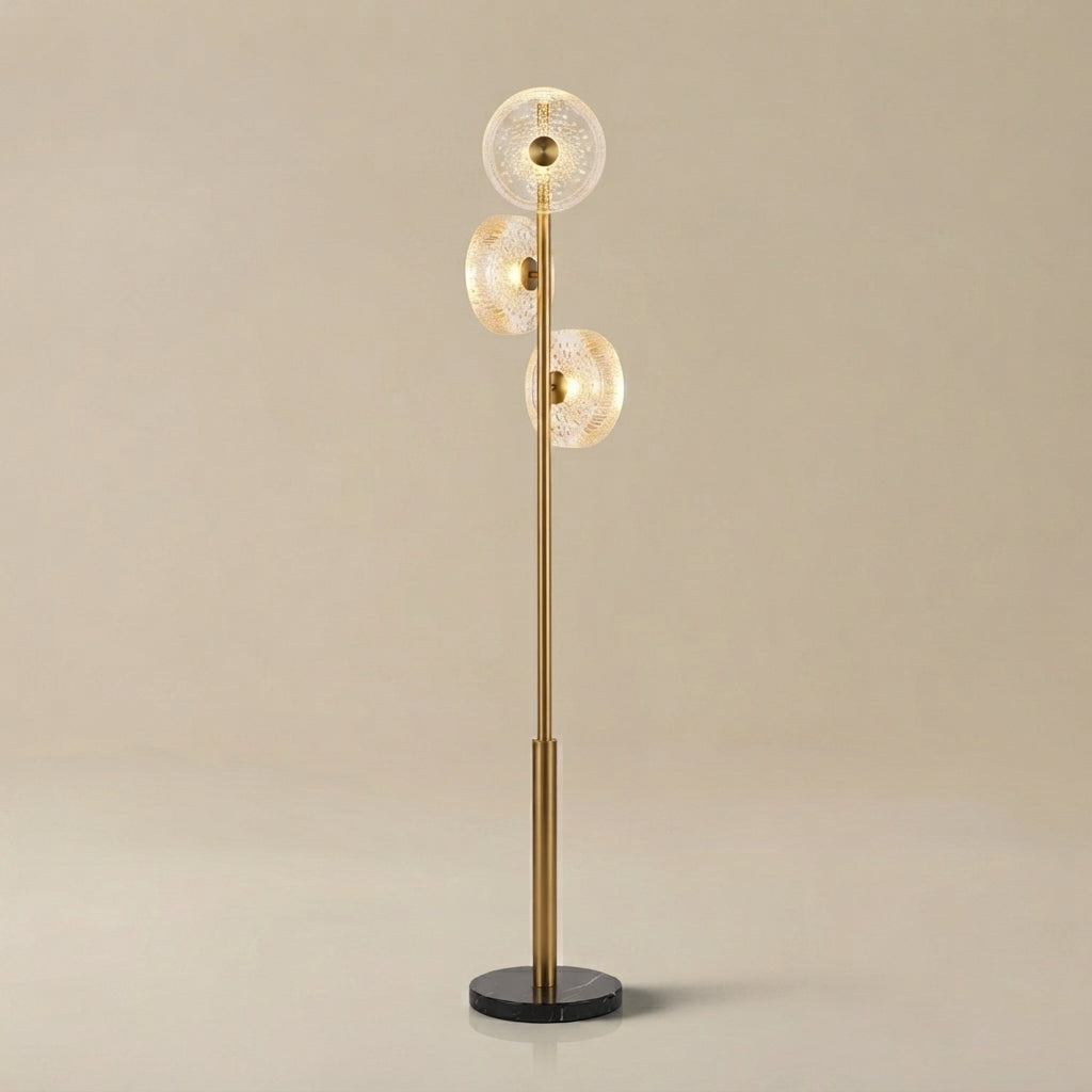 Excelis Luxury Floor Lamp -- Iron and Glass , Amber or Clear Light Color for Living Room Bedroom