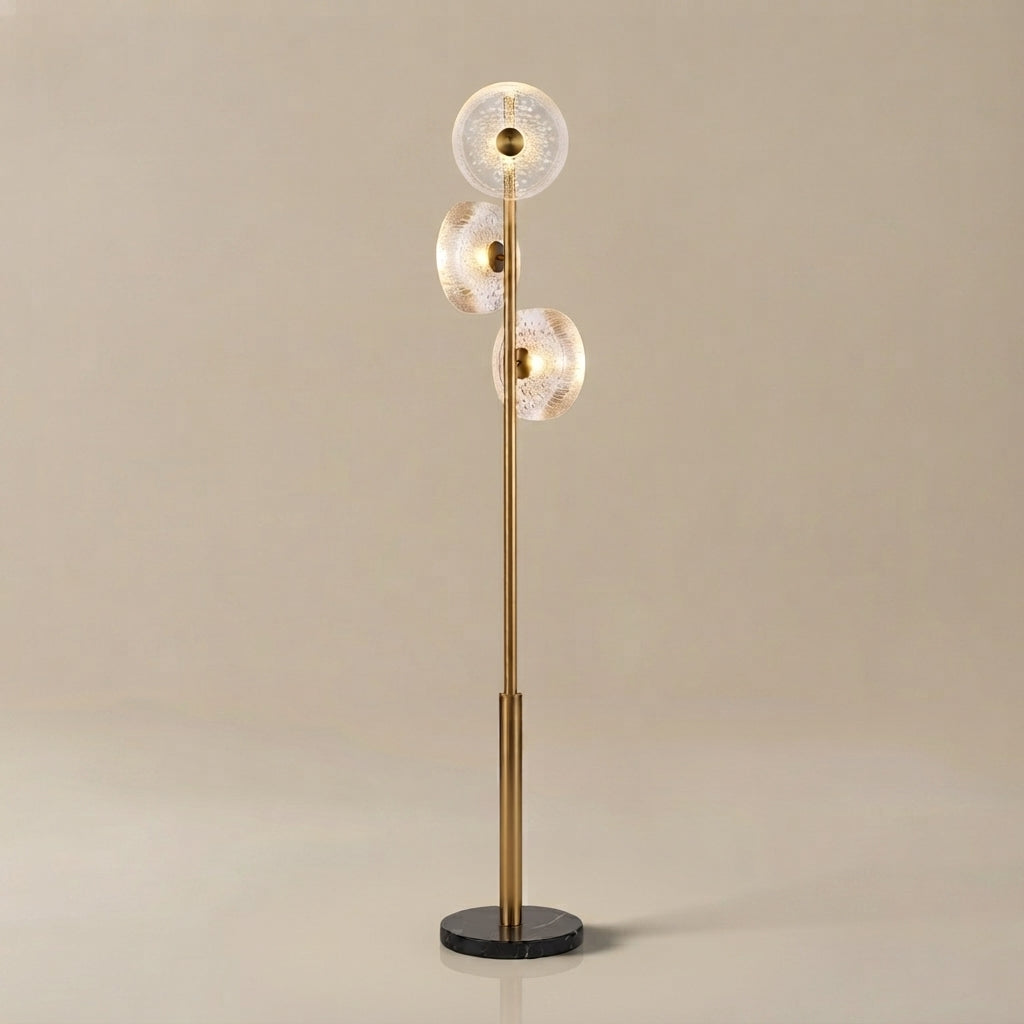 Excelis Luxury Floor Lamp -- Iron and Glass , Amber or Clear Light Color for Living Room Bedroom
