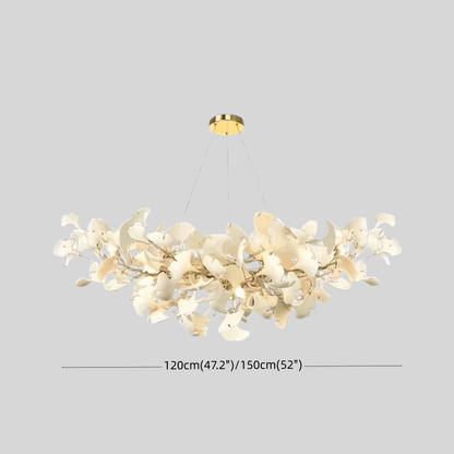 Excelis Luxury Leaf Chandelier – White or Gold Ceramic Design for Dining Room
