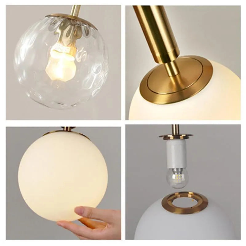 Gold Pendant Light is made of glass and metal