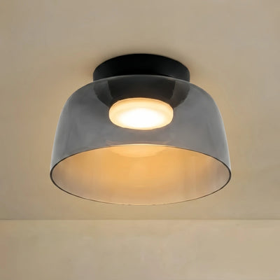 Vetro Modern Glass Ceiling Light - Green/Orange Bowl Design for Hallway