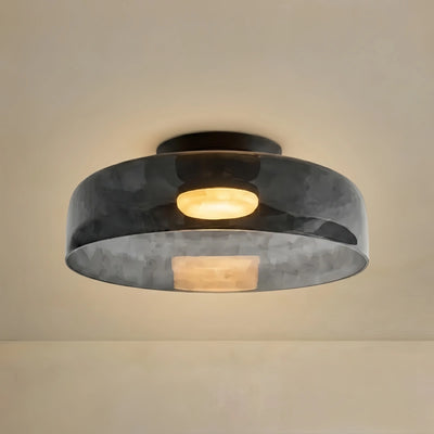 Vetro Modern Glass Ceiling Light - Green/Orange Bowl Design for Hallway