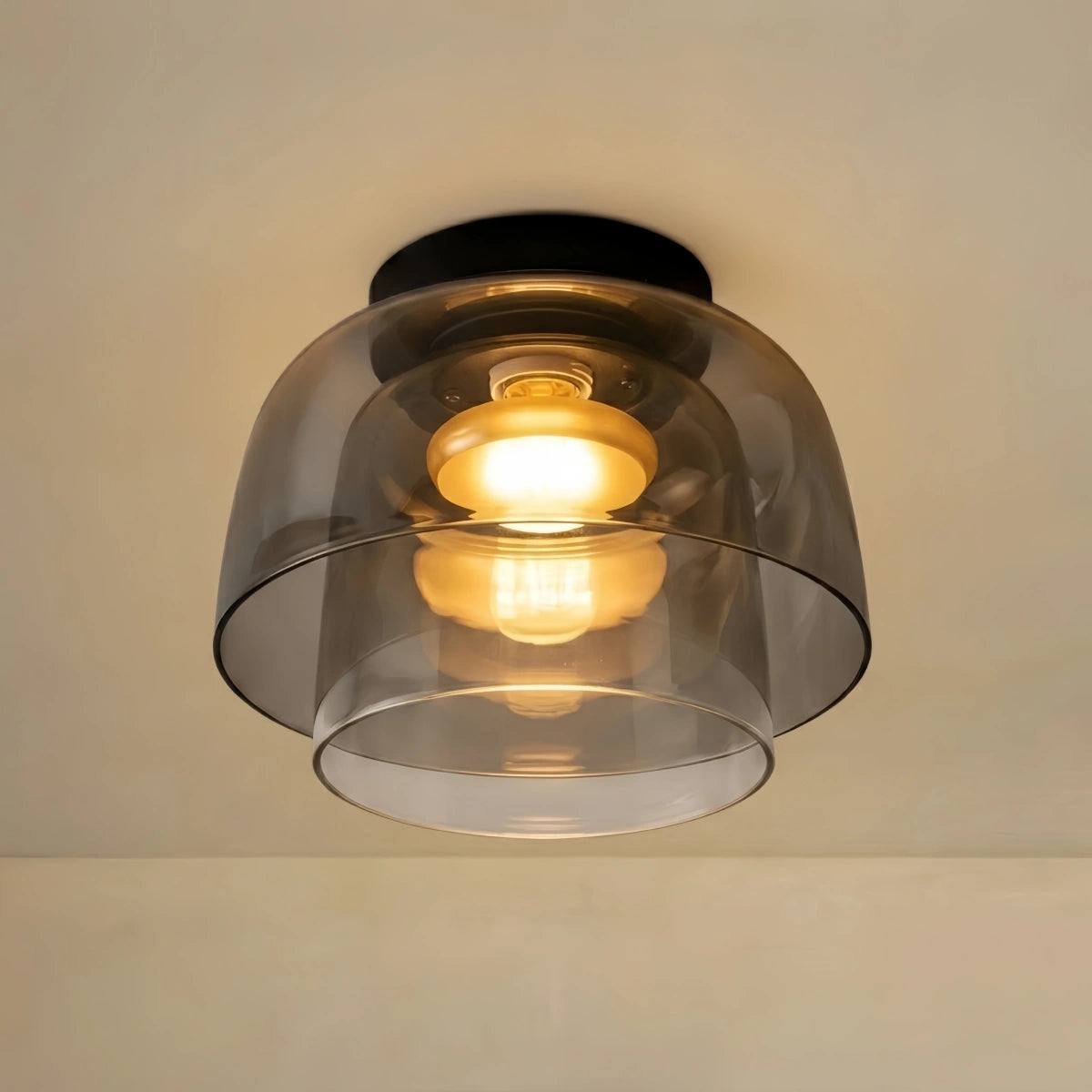 Vetro Modern Glass Ceiling Light - Green/Orange Bowl Design for Hallway