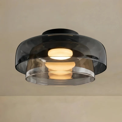Vetro Modern Glass Ceiling Light - Green/Orange Bowl Design for Hallway