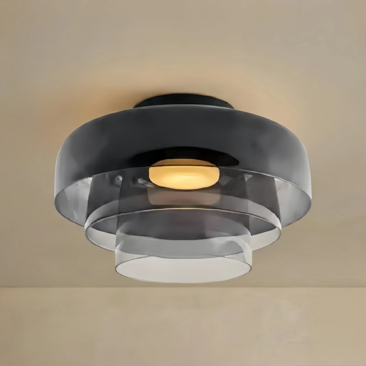 Vetro Modern Glass Ceiling Light - Green/Orange Bowl Design for Hallway
