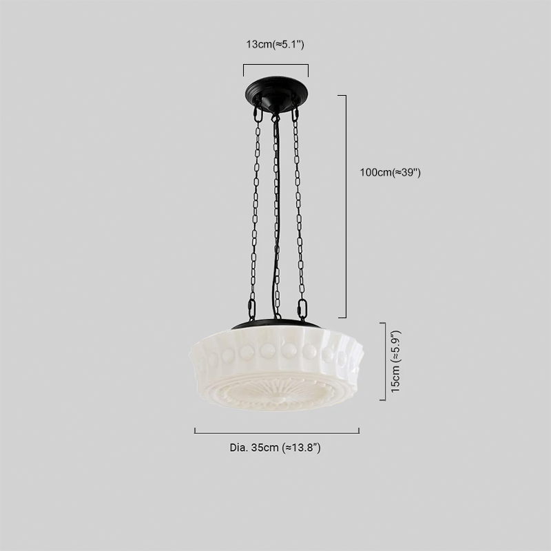 Vintage Glass Pendant Light - White/Beige for Living Room