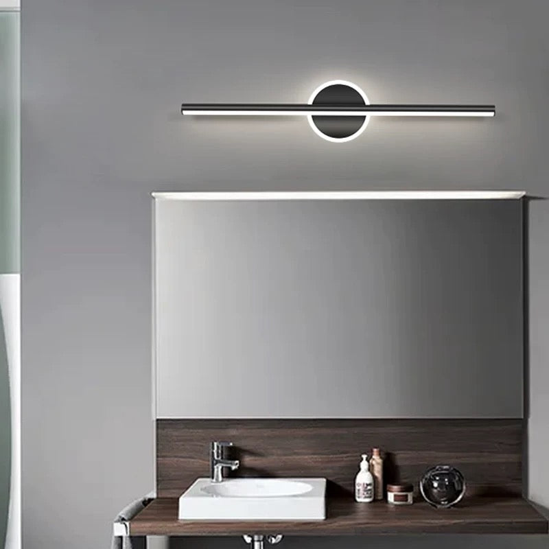 Arcato Minimalistische lineare Waschtischleuchte – Schwarz/Goldenes Metall für Badezimmer/Schlafzimmer