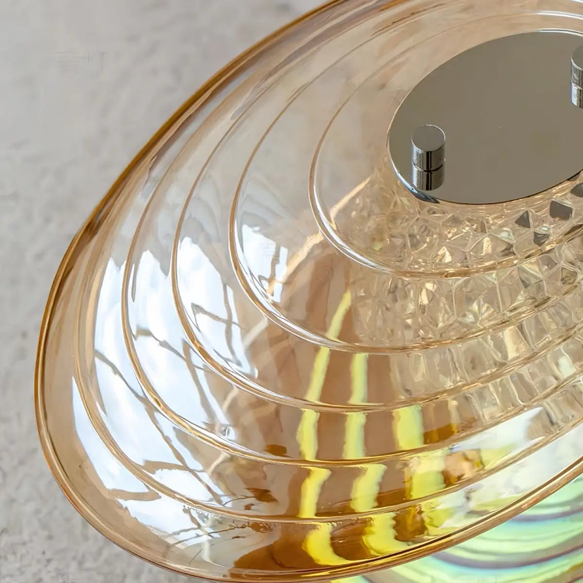Lunara Modern Glass Disc Pendant Light--Amber/Smoke Grey for Living Room Detail