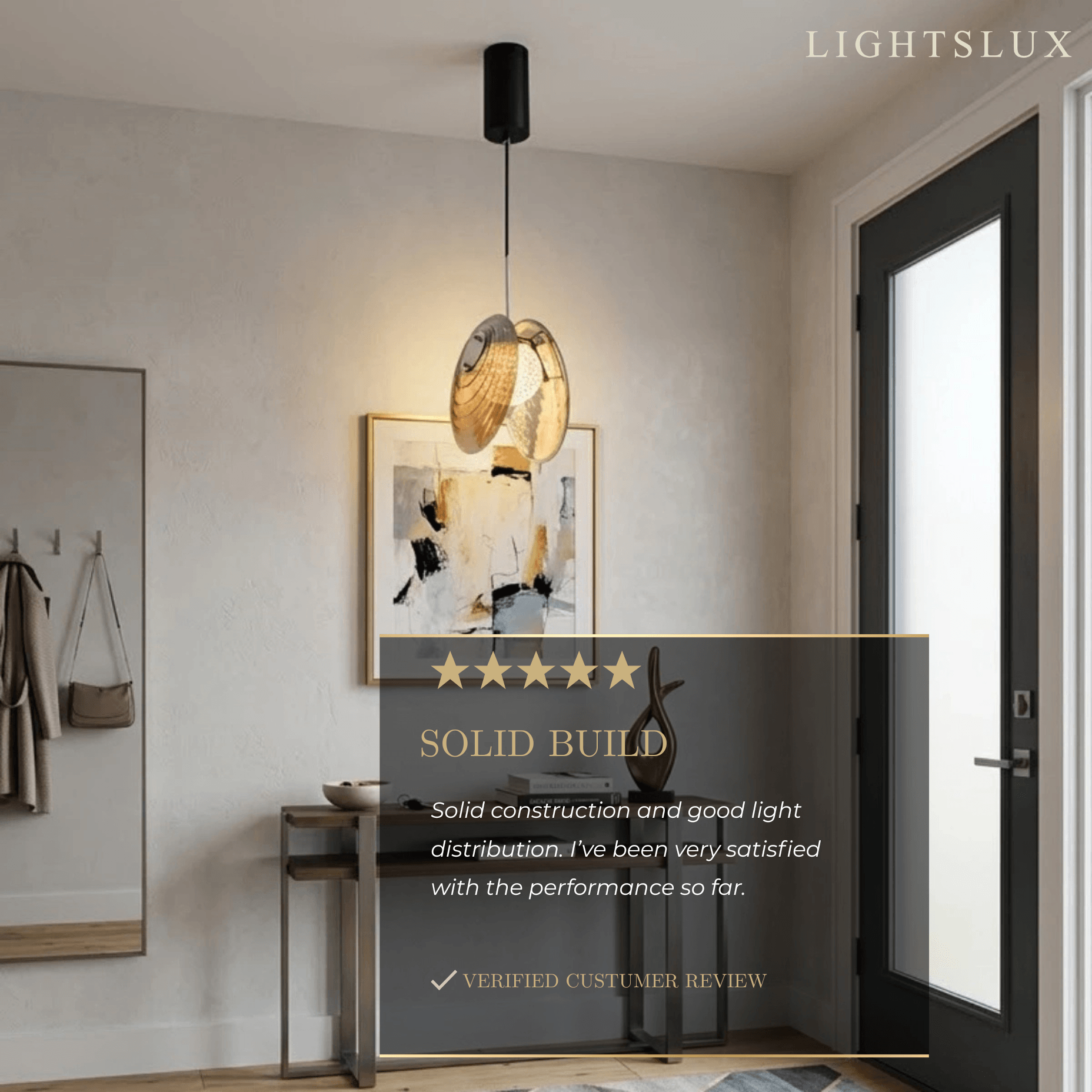 Lunara Modern Glass Disc Pendant Light--Amber/Smoke Grey for Foyer